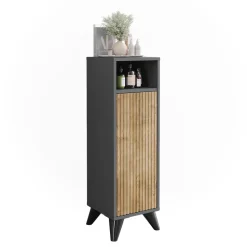 Midischrank Leano Anthrazit/Bergeiche 30 x 97 cm mit Tür Vicco