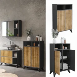 Midischrank Leano Anthrazit/Bergeiche 60 x 97 cm mit 2 Türen Vicco