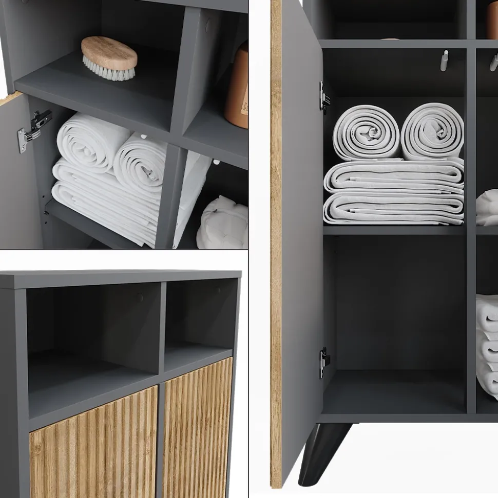 Midischrank Leano Anthrazit/Bergeiche 60 x 97 cm mit 2 Türen Vicco