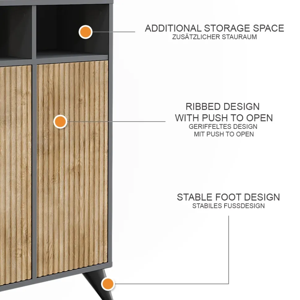 Midischrank Leano Anthrazit/Bergeiche 60 x 97 cm mit 2 Türen Vicco