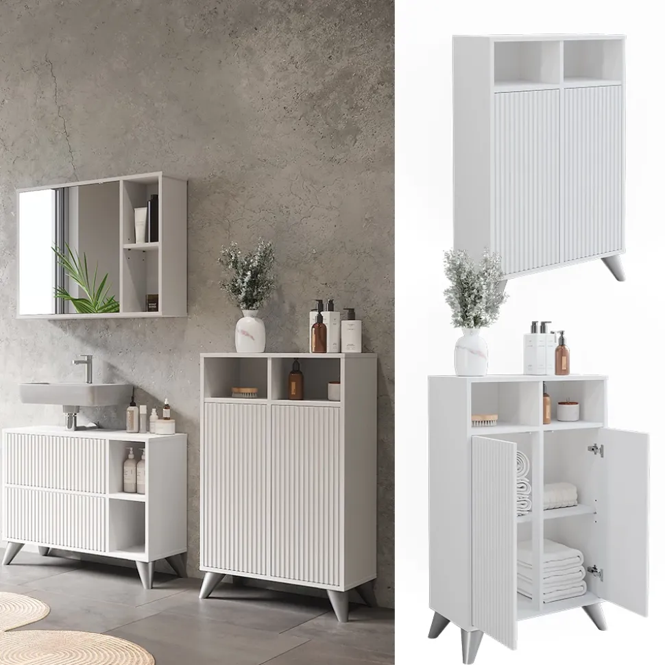 Midischrank Leano Weiß 60 x 97 cm mit 2 Türen Vicco