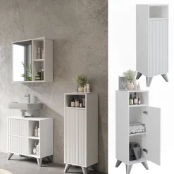 Midischrank Leano Weiß 30 x 97 cm mit Tür Vicco