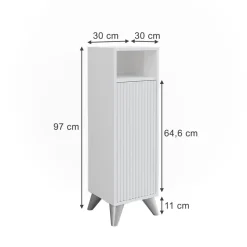 Midischrank Leano Weiß 30 x 97 cm mit Tür Vicco