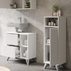 Midischrank Leano Weiß 30 x 97 cm mit Tür Vicco