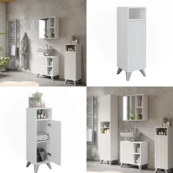 Midischrank Leano Weiß 30 x 97 cm mit Tür Vicco