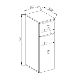 Midischrank Otis Weiß Hochglanz 30 x 95 cm Vicco