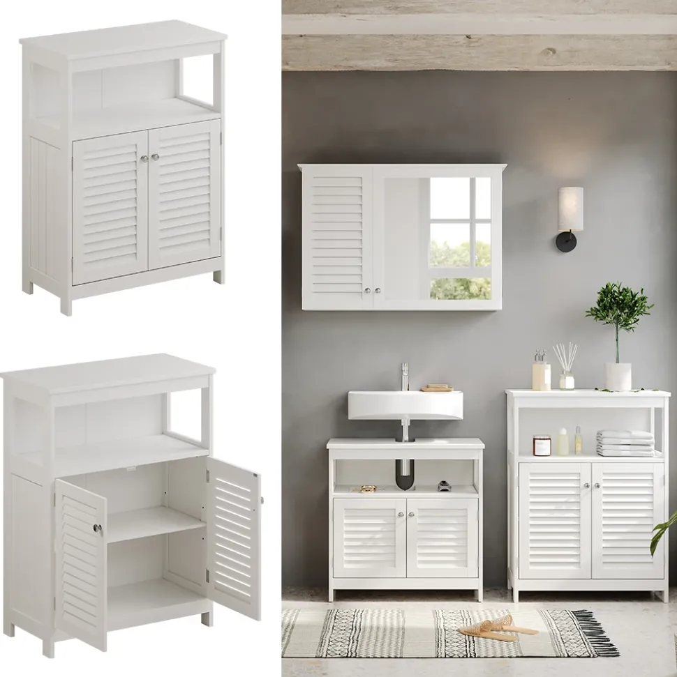 Midischrank Riad Weiß 60 x 80 cm mit Türen und offenem Fach Vicco