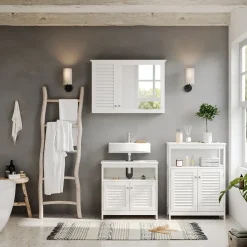 Midischrank Riad Weiß 60 x 80 cm mit Türen und offenem Fach Vicco