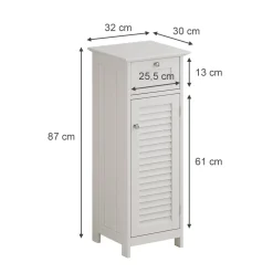 Midischrank Riad Weiß 32 x 87 cm mit Tür und Schublade Vicco