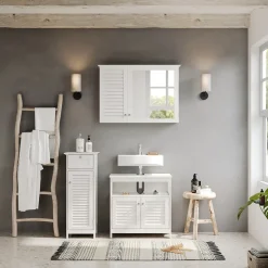 Midischrank Riad Weiß 32 x 87 cm mit Tür und Schublade Vicco