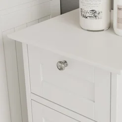 Midischrank Riad Weiß 32 x 87 cm mit Tür und Schublade Vicco