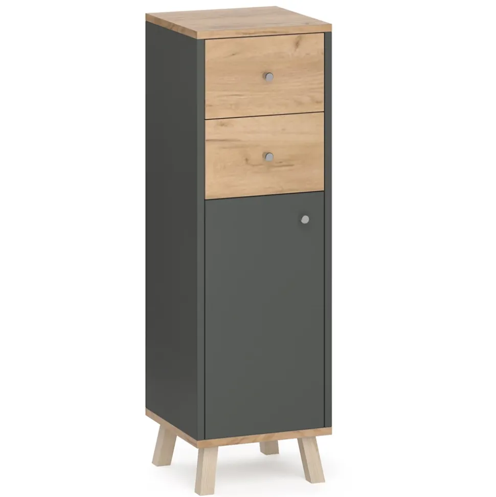 Midischrank Senyo Anthrazit 30 x 95 cm mit Schubladen Vicco