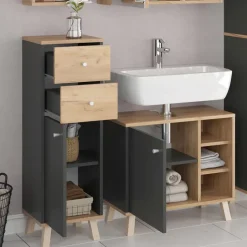 Midischrank Senyo Anthrazit 30 x 95 cm mit Schubladen Vicco