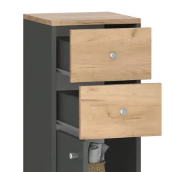 Midischrank Senyo Anthrazit 30 x 95 cm mit Schubladen Vicco