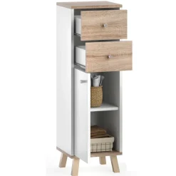 Midischrank Senyo Weiß 30 x 95 cm mit Schubladen Vicco