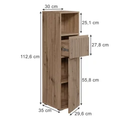 Midischrank Takumi Artisan 30 x 112.6 cm mit Schublade und Tür Vicco