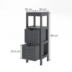 Midischrank Vilda Grau 30 x 89 cm mit 2 Schubkästen Vicco
