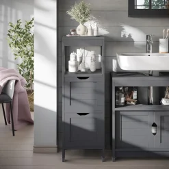 Midischrank Vilda Grau 30 x 89 cm mit 2 Schubkästen Vicco