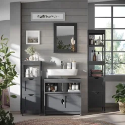 Midischrank Vilda Grau 30 x 89 cm mit 2 Schubkästen Vicco