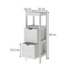 Midischrank Vilda Weiß 30 x 89 cm mit 2 Schubkästen Vicco