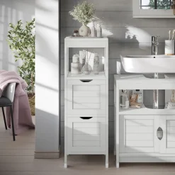 Midischrank Vilda Weiß 30 x 89 cm mit 2 Schubkästen Vicco