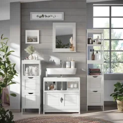 Midischrank Vilda Weiß 30 x 89 cm mit 2 Schubkästen Vicco