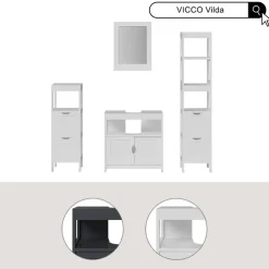 Midischrank Vilda Weiß 30 x 89 cm mit 2 Schubkästen Vicco