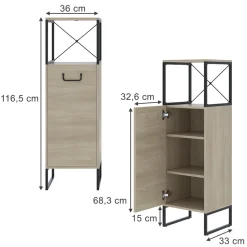 Midischrank Vionna Eiche/Schwarz 36 x 116.5 cm Vicco