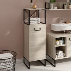 Midischrank Vionna Eiche/Schwarz 36 x 116.5 cm Vicco