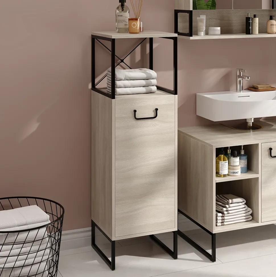 Midischrank Vionna Eiche/Schwarz 36 x 116.5 cm Vicco