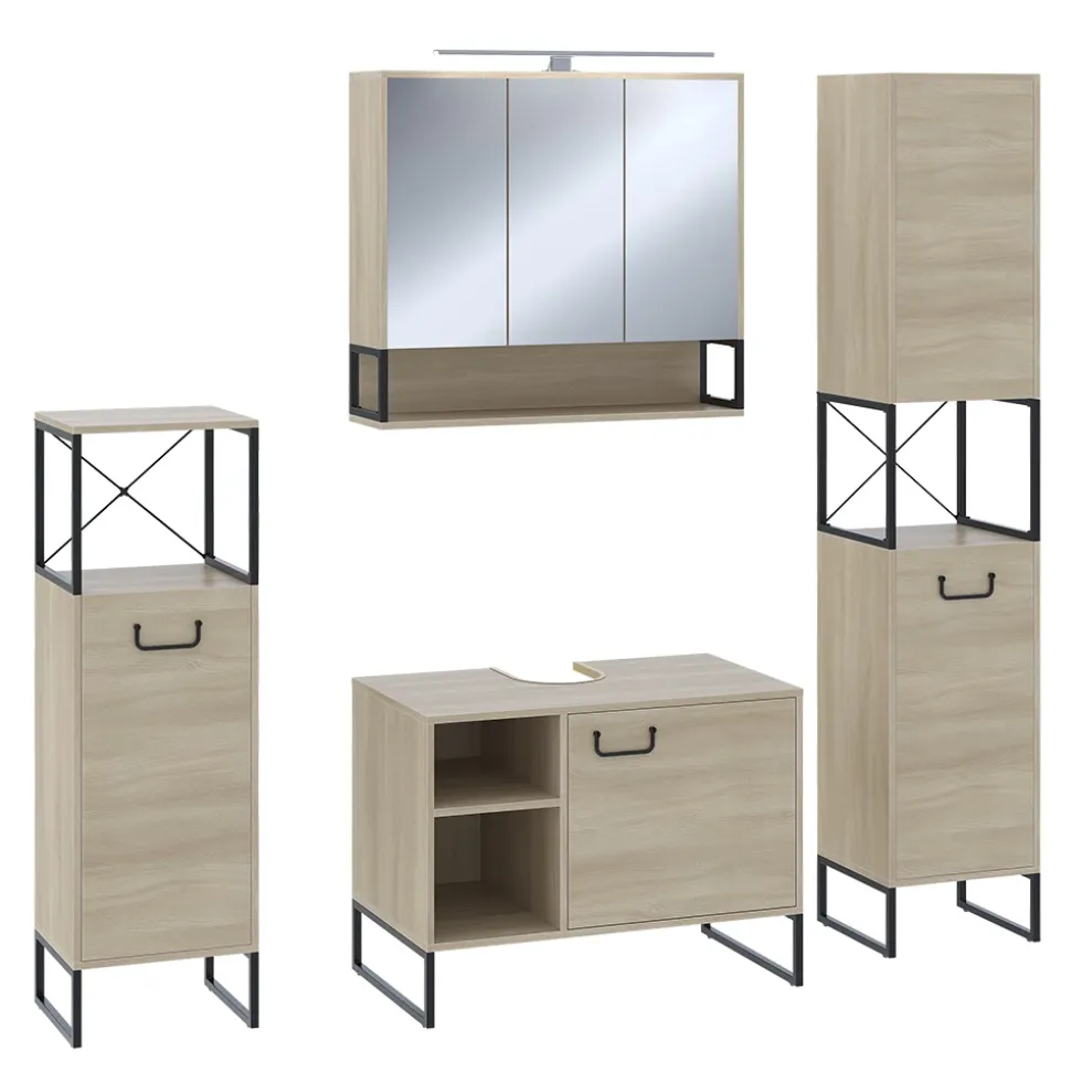 Midischrank Vionna Eiche/Schwarz 36 x 116.5 cm Vicco