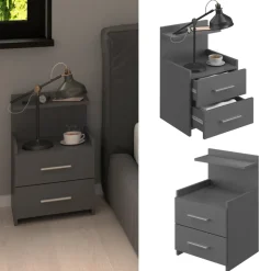 Nachttisch Alpin Anthrazit 40 x 62 cm Vicco