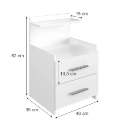 Nachttisch Alpin Weiß 40 x 62 cm mit Schubladen Vicco