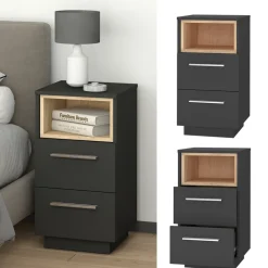 Nachttisch Beatrice Anthrazit 2er Set Vicco