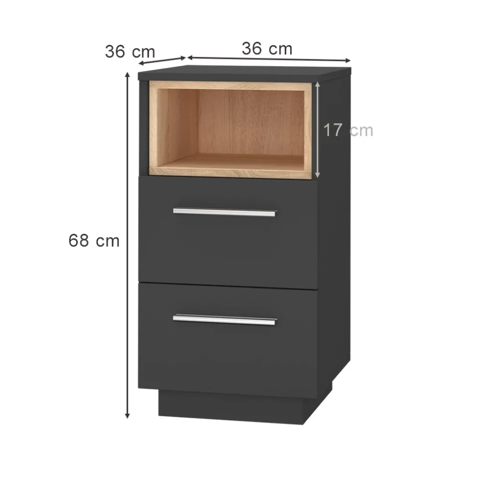 Nachttisch Beatrice Anthrazit 2er Set Vicco