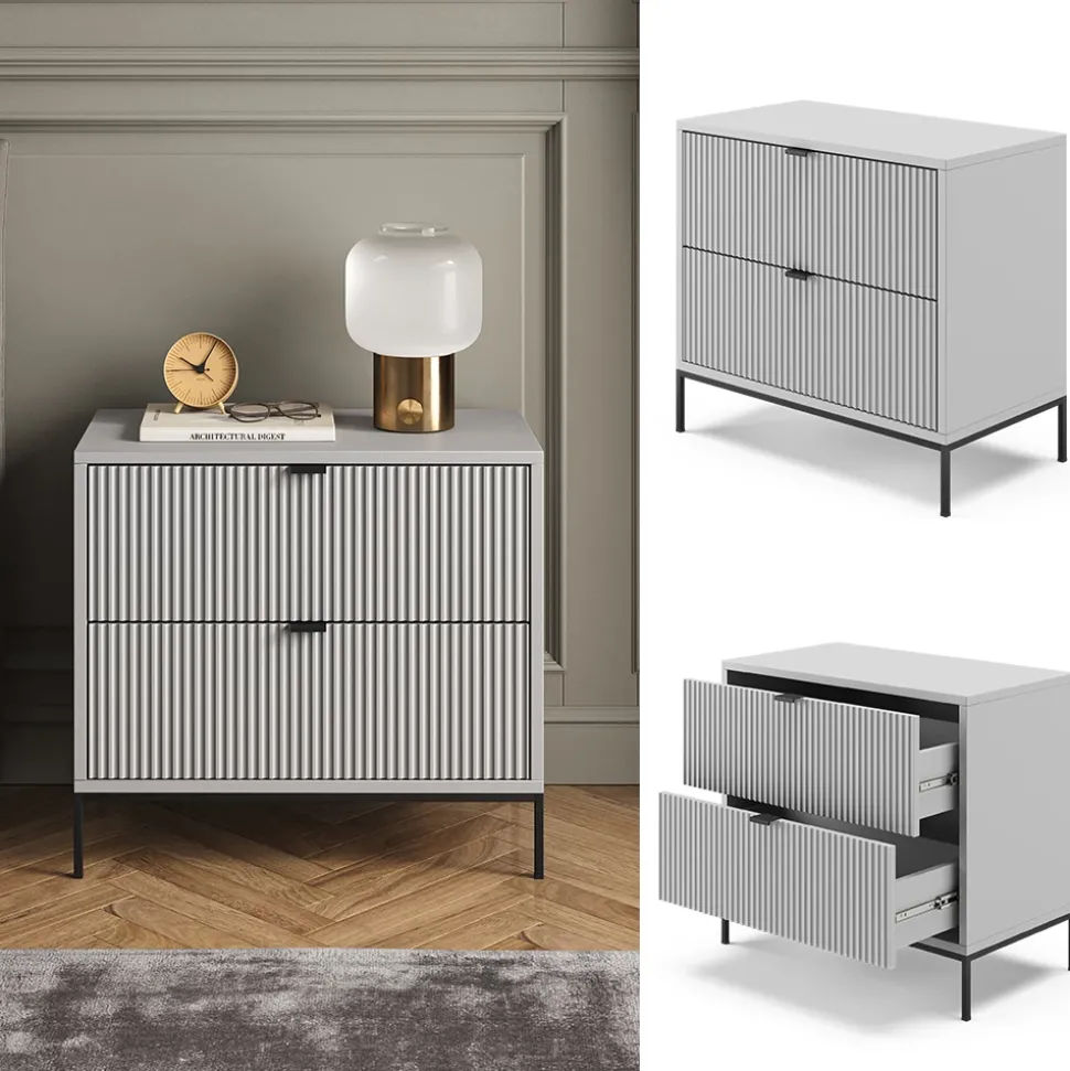 Nachttisch Eliza Grau 66 x 60 cm Vicco