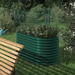 ok-Living Hochbeet Kräuterbeet Gemüsebeet oval 160x80x82cm (LxBxH) grün Pflanzkasten Frühbeet Aufzucht Beet Garten