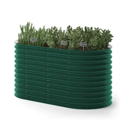 ok-Living Hochbeet Kräuterbeet Gemüsebeet oval 160x80x82cm (LxBxH) grün Pflanzkasten Frühbeet Aufzucht Beet Garten