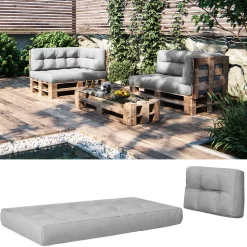 Palettenkissen Set Grau 2 Teile Vicco