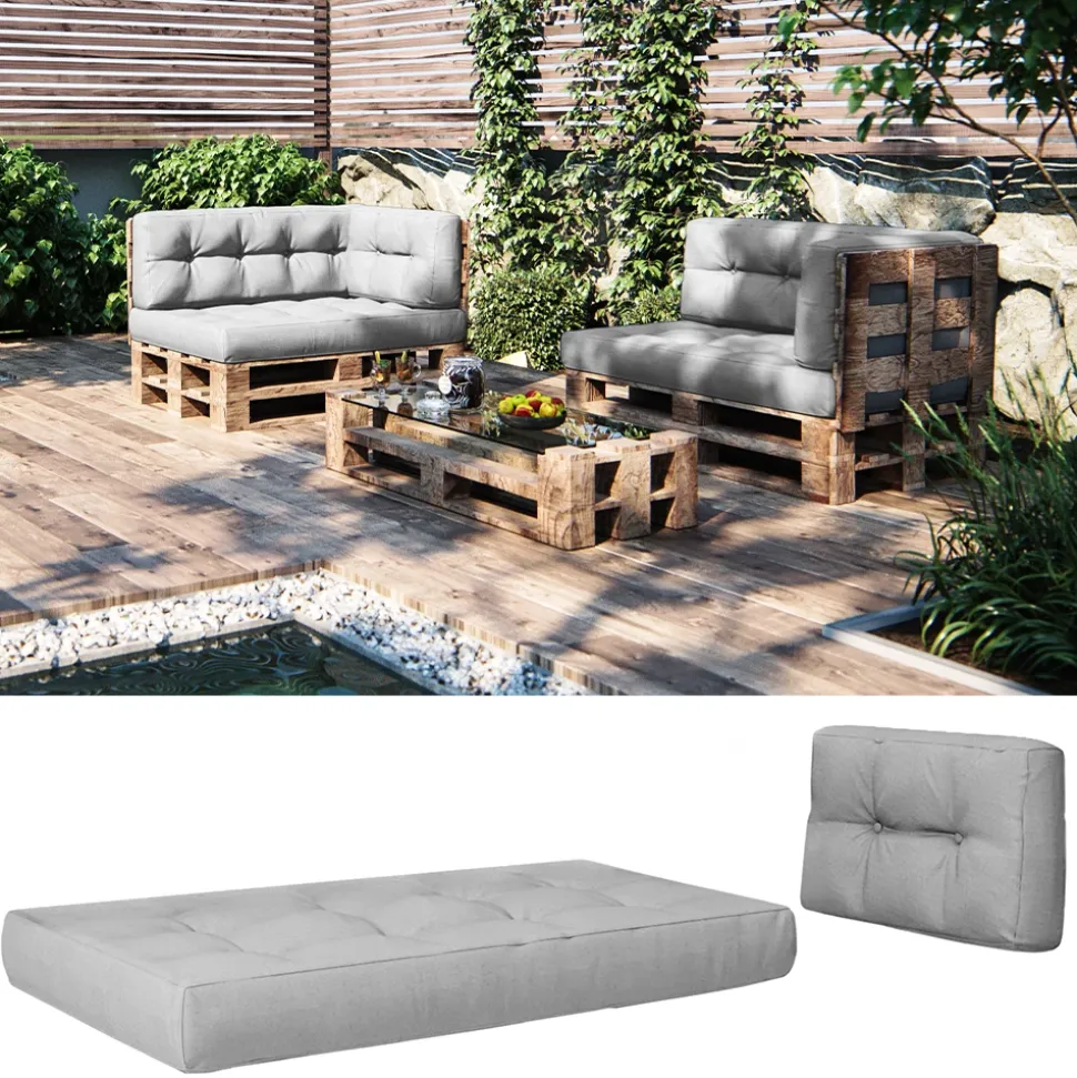 Palettenkissen Set Grau 2 Teile Vicco