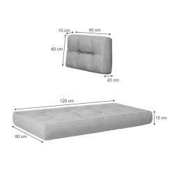 Palettenkissen Set Grau 2 Teile Vicco