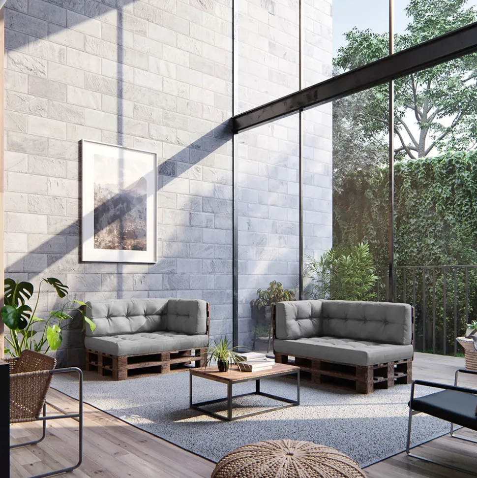 Palettenkissen Set Grau 2 Teile Vicco