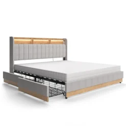 Polsterbett Nura Grau 180x200 cm mit Matratze Vitalispa