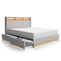 Polsterbett Nura Grau 160x200 cm mit 4 Schubladen Vitalispa