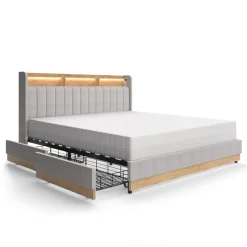 Polsterbett Nura Grau 180x200 cm mit 4 Schubladen Vitalispa