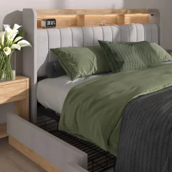 Polsterbett Nura Grau 180x200 cm mit 4 Schubladen Vitalispa