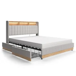 Polsterbett Nura Grau 160x200 cm mit Matratze Vitalispa