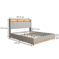 Polsterbett Nura Grau 160x200 cm mit Matratze Vitalispa
