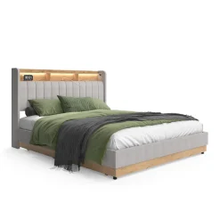 Polsterbett Nura Grau 160x200 cm mit Matratze Vitalispa