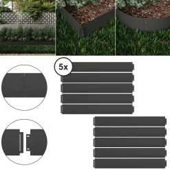 Rasenkante Anthrazit 100 x 14 cm 50 Meter Serina